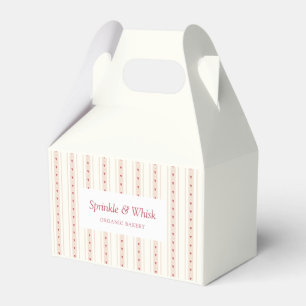 Retro Red And Cream Heart Stripes Bakery Favor Boxes