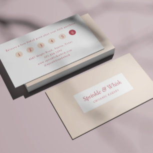 Retro Red And Cream Heart Stripes Bakery Loyalty  Business Card