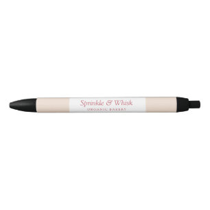 Retro Red And Cream Heart Stripes Bakery Pen