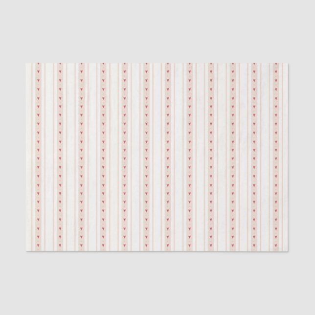 Retro Red And Cream Heart Stripes Bakery Tissue Paper (Front)