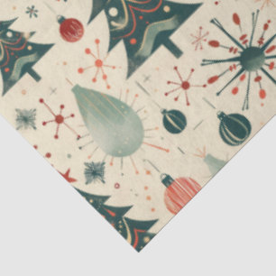 Retro Red and Green Christmas Decoupage Tissue Paper