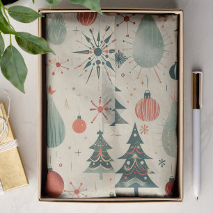 Retro Red and Green Christmas Decoupage Tissue Paper