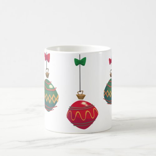 Retro Red and Green Christmas Ornaments Coffee Mug