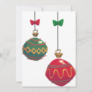 Retro Red and Green Christmas Ornaments Holiday Card