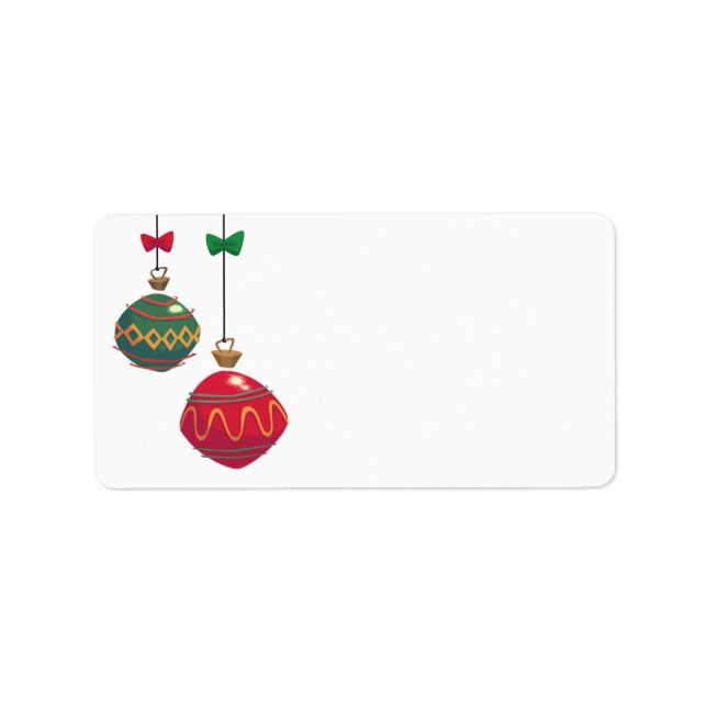 Retro Red and Green Christmas Ornaments Label (Front)