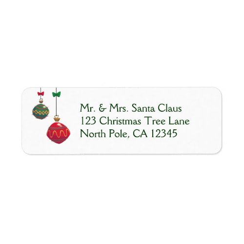 Retro Red and Green Christmas Ornaments Label