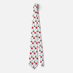Retro Red and Green Christmas Ornaments Tie