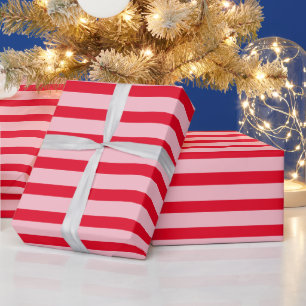 Retro Red and Pink Cafe Stripe Valentine Gift Wrapping Paper