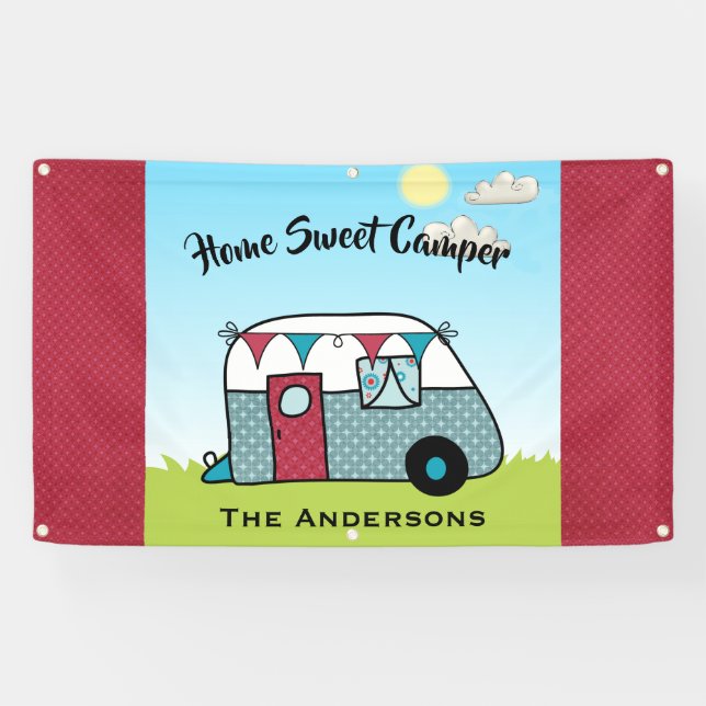 Retro Red and Teal Camper Banner (Horizontal)
