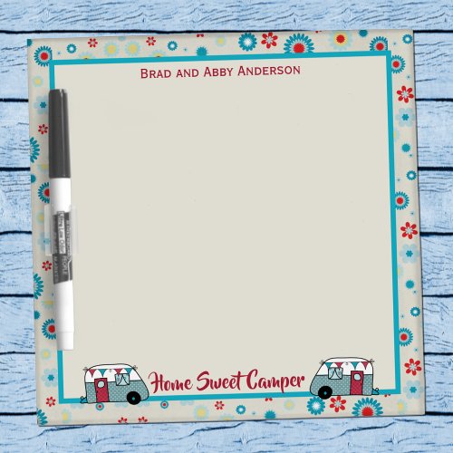 Retro Red and Teal Camper Dry Erase Board