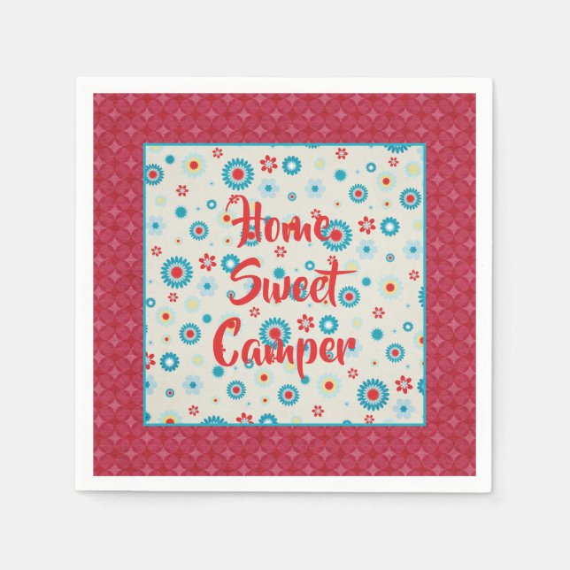 Retro Red and Teal Camper Napkins (Front)