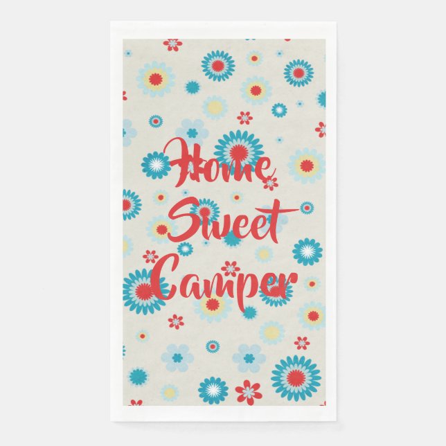 Retro Red and Teal Camper Paper Guest Towels (Front)