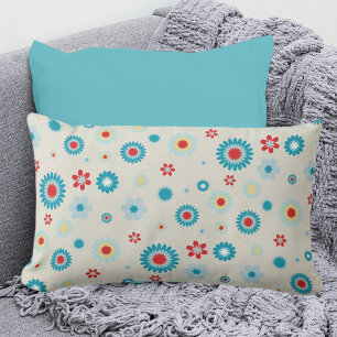 Retro Red and Teal Reversible Lumbar Pillow