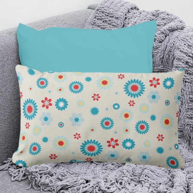 Retro Red and Teal Reversible Lumbar Pillow (Creator Uploaded)