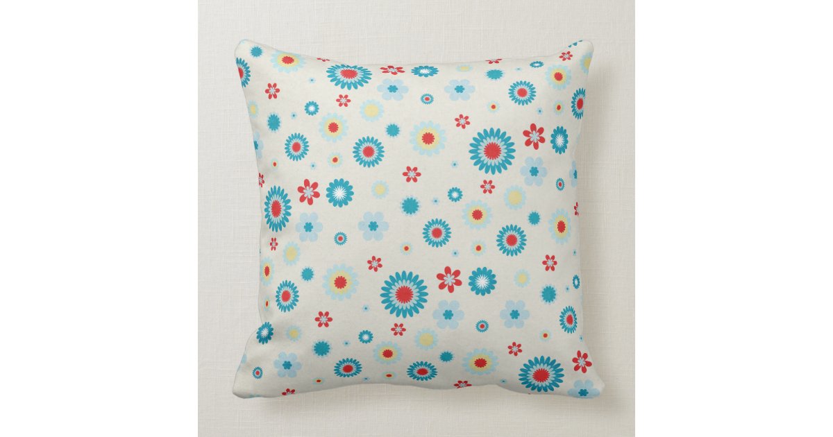 Retro Red and Teal Reversible Throw Pillow