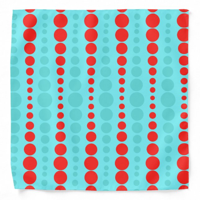 Retro Red and Turquoise Dots Bandana (Front)