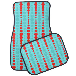 Retro Red and Turquoise Dots Car Mats