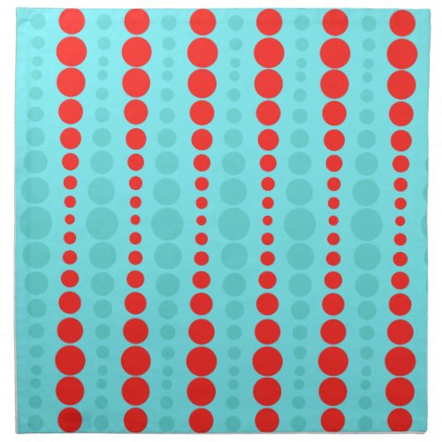Retro Red and Turquoise Dots Cloth Napkins