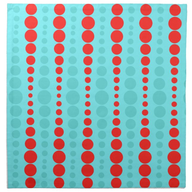 Retro Red and Turquoise Dots Cloth Napkins (Front)