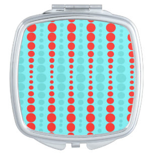 Retro Red and Turquoise Dots Compact Mirror