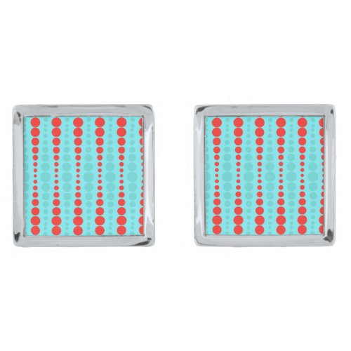 Retro Red and Turquoise Dots Cufflinks