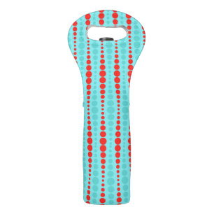 Retro Red and Turquoise Dots Custom Wine Tote