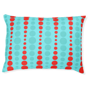 Retro Red and Turquoise Dots Dog Bed