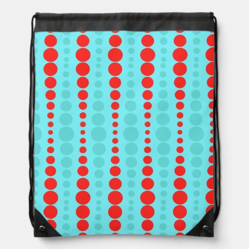 Retro Red and Turquoise Dots Drawstring Backpack