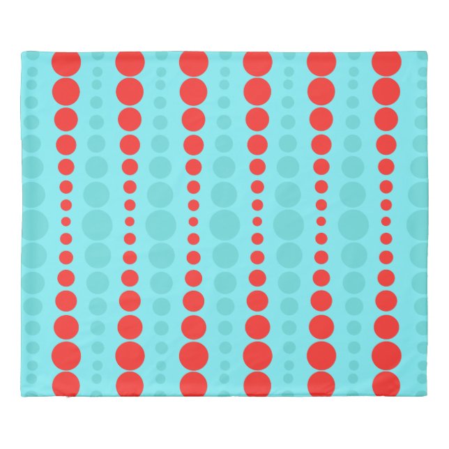 Retro Red and Turquoise Dots Duvet Cover (Back)