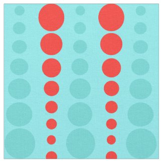 Retro Red and Turquoise Dots Fabric