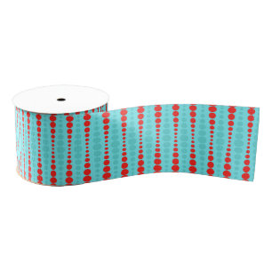 Retro Red and Turquoise Dots Grosgrain Ribbon