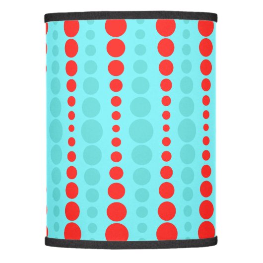 Retro Red and Turquoise Dots Lamp Shade (Front)