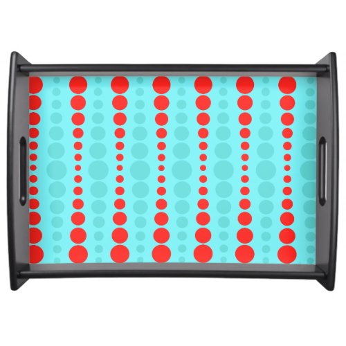 Retro Red and Turquoise Dots Large Serving Tray
