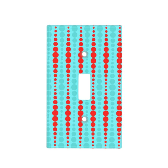 Retro Red and Turquoise Dots Light Switch Cover (Front)
