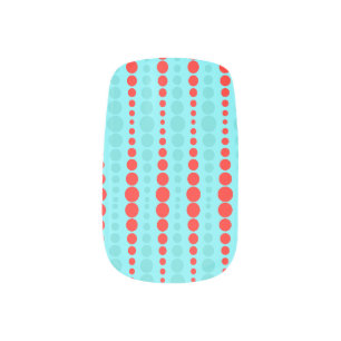 Retro Red and Turquoise Dots Minx Nail Art