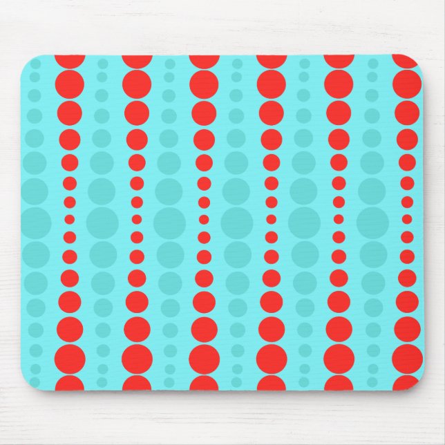Retro Red and Turquoise Dots Mousepad (Front)