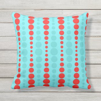 Retro Red And Turquoise Dots Outdoor Pillow by StrangeLittleOnion at Zazzle