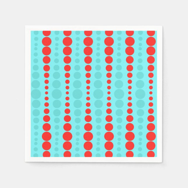 Retro Red and Turquoise Dots Paper Napkins (Front)