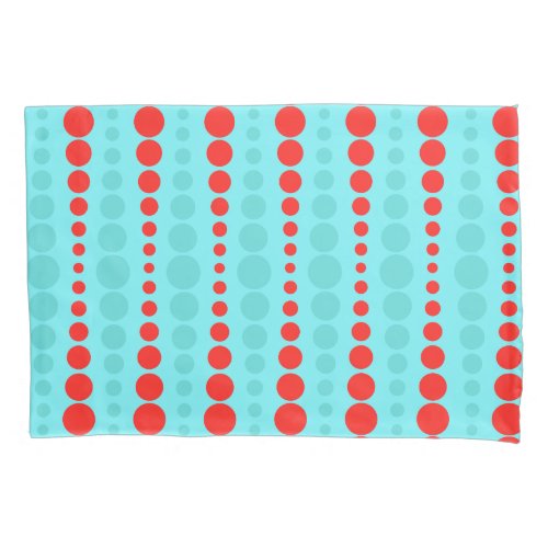 Retro Red and Turquoise Dots Pillowcase