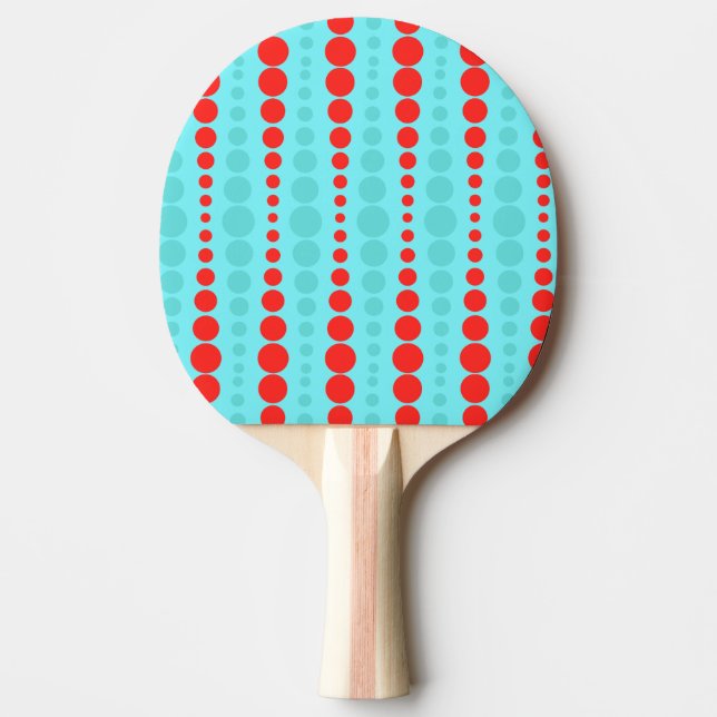 Retro Red and Turquoise Dots Ping Pong Paddle (Front)