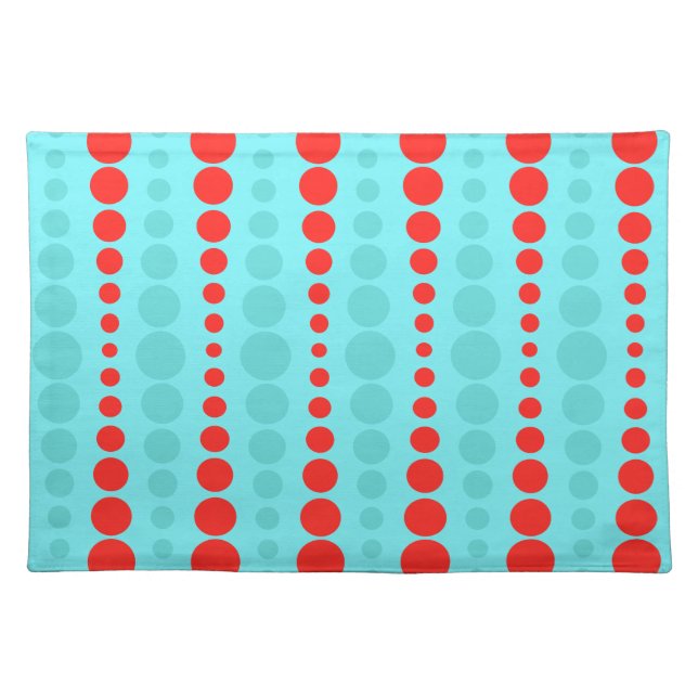 Retro Red and Turquoise Dots Placemat (Front)