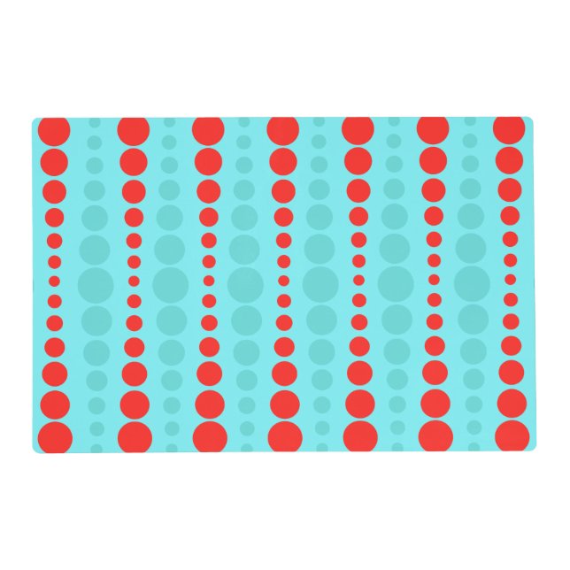 Retro Red and Turquoise Dots Placemat (Front)