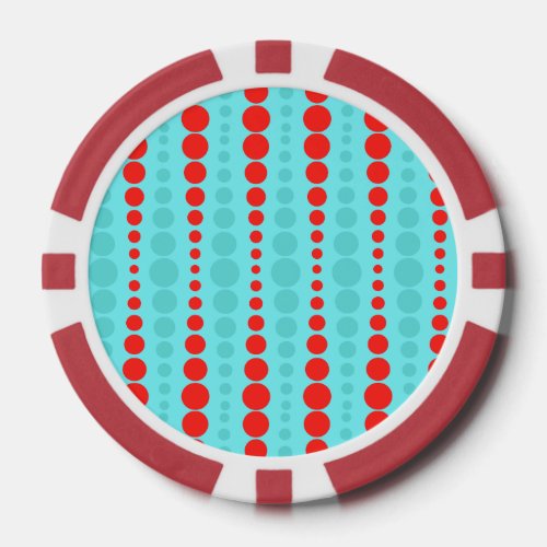 Retro Red and Turquoise Dots Poker Chips