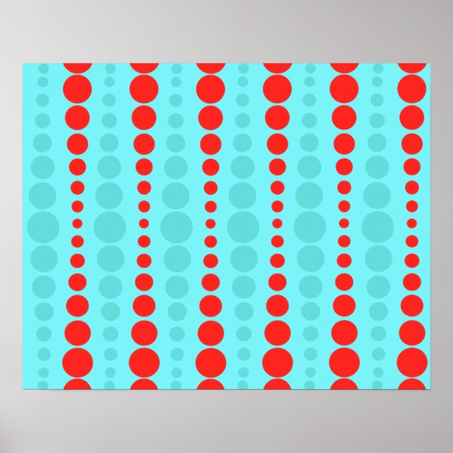 Retro Red and Turquoise Dots Poster (Front)
