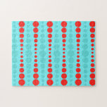 Retro Red and Turquoise Dots Puzzle<br><div class="desc">Whoever said, “Dot, dot not a lot, ” never saw this Retro Red and Turquoise Dots Puzzle. It features an aqua background with rows of vibrant red and turquoise circles in graduated sizes. This vintage inspired pattern is like the Russian nesting dolls of the polka dot world! It’s retro. It’s...</div>