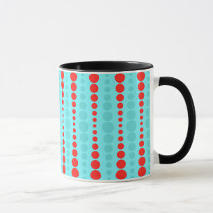 Retro Red and Turquoise Dots Ringer Mug