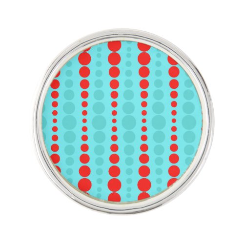 Retro Red and Turquoise Dots Round Lapel Pin