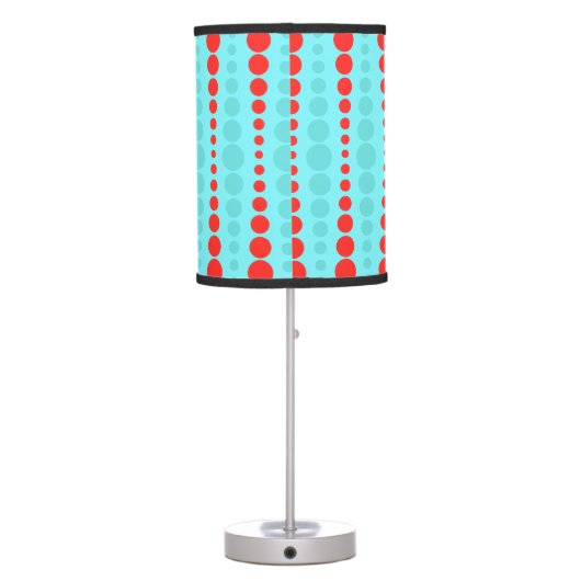 Retro Red and Turquoise Dots Table Lamp (Back)