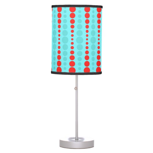Retro Red and Turquoise Dots Table Lamp (Front)