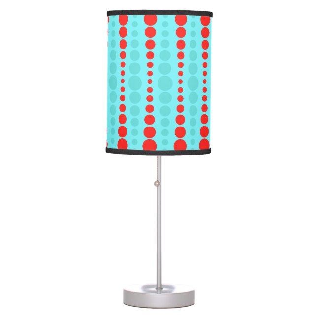 Retro Red and Turquoise Dots Table Lamp (Front)